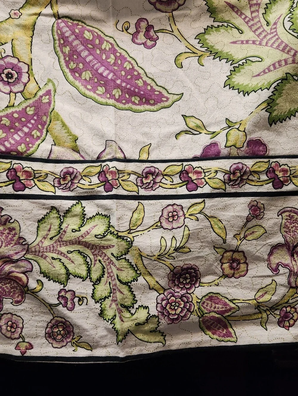 April Cornell Long Table Floral Purple Green Cotton Tablecloth Cover Cottagecore